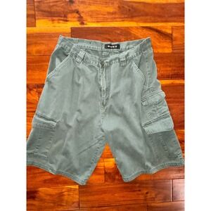 NOBU Mens Cargo Shorts Olive Green Size 36W Utility Pockets Casual Summer